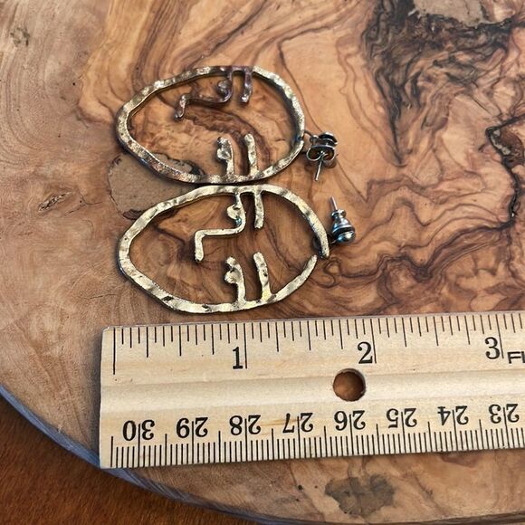 Goldtone Face Silhouette Earrings - Picture 6 of 6